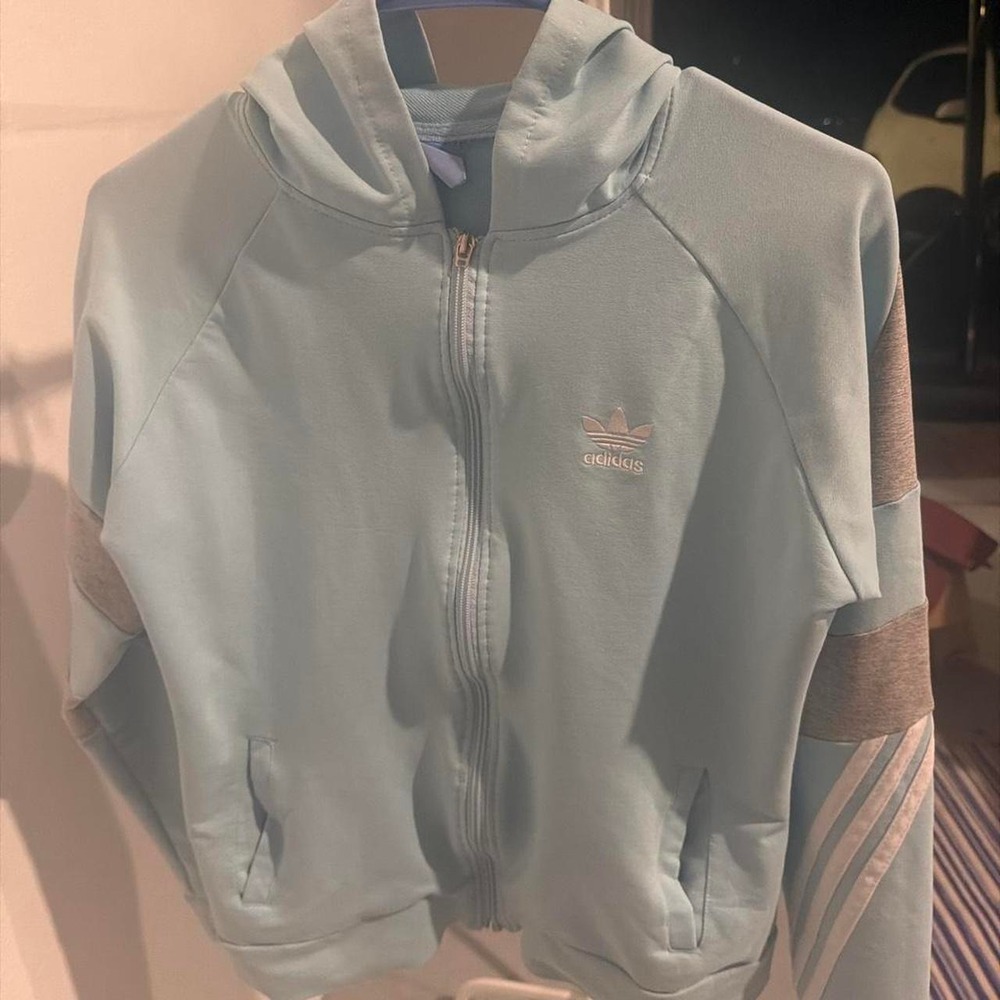 Adidas light blue zip-up